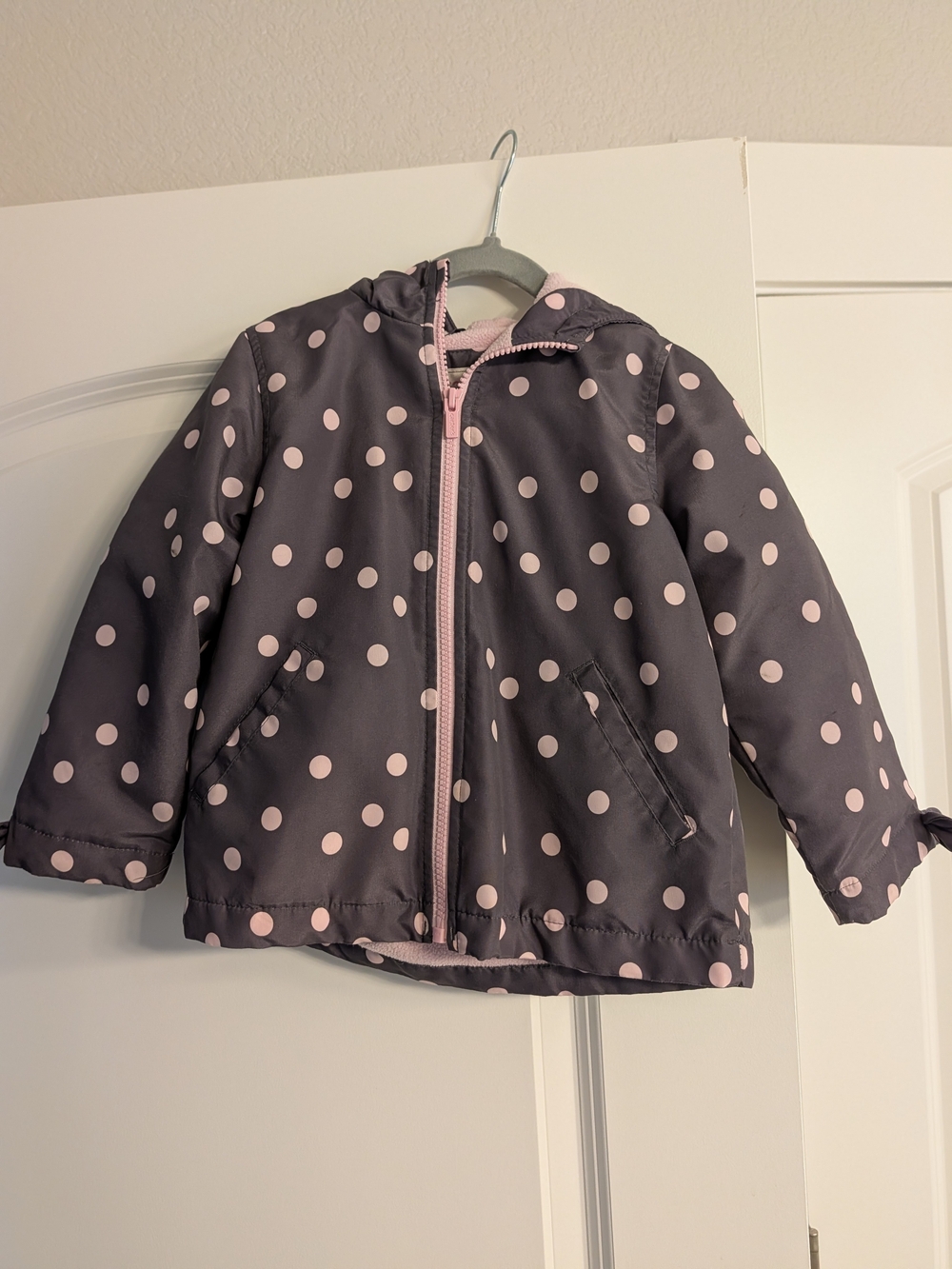 Carter's Gray Raincoat with Pink Polka Dots